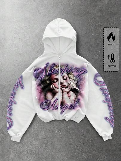 Street Life Men's Minimalist Printed Hooded Long Sleeve Sweatshirt Sweatshirt