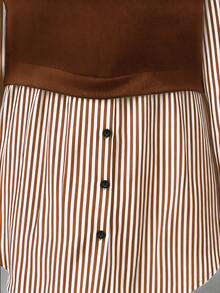 EMERY ROSE Plus Size Women Floral Print Patchwork Knit Casual Top, Autumn/Winter