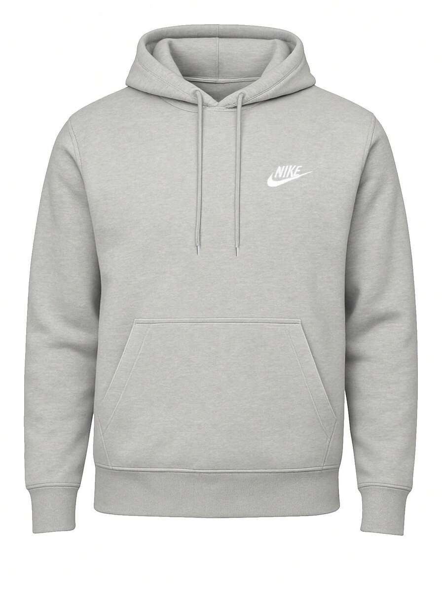 Nike Club Men's Hoodie Grey - Dk Grey Heather/Lt Smoke Grey/White - View 1