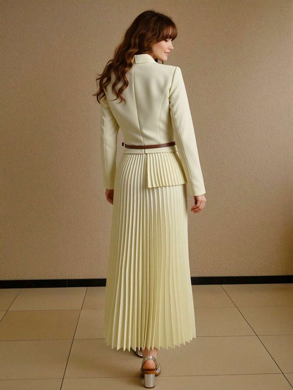 WOMEN'S AUTUMN/WINTER 2 IN 1 CONTRAST PLEATED HEM DRESS