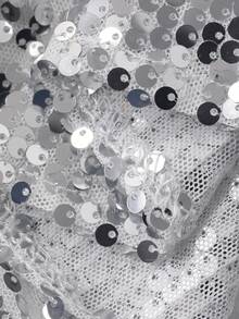 Dazy Plus Chân váy ngắn ôm sát co giãn đính sequin, cỡ lớn, thích hợp cho tiệc tùng, lễ hội mùa xuân/hè. - Bạc - Xem 7