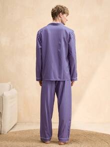 EverLounge Men's Striped Cardigan Long Sleeve Pajama Set - Multicolor - View 2