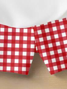 SHEIN Playful Pals 2pcs/Set Baby Girl Outfit, Cute Cherry Print Round Neck Short Sleeve T-Shirt Paired With Red Plaid Print Shorts, Suitable For Outings In Summer - Multicolor - View 4