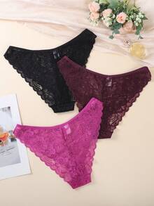3pcs/Set Romantic Lace Women's Bikini Briefs