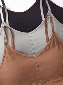Breezaya 3pcs/Pack Plus Size Seamless Solid Color Sports Bras, Medium Support - Multicolor - View 4