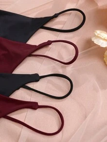 4pcs/Set Solid Color Spaghetti Strap Minimalist Design Seamless Women Underwear - Multicolor - View 5