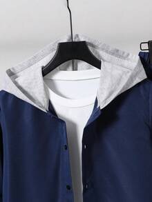 Vacaura 两件套青少年灯芯绒连帽长袖衬衫+时尚抽绳裤套装，适合日常通勤和户外活动穿着。