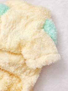 PETSIN 1pc Cute Yellow Puppy Printed Jumpsuit, Warm Padded Pet Clothes For Autumn/Winter - Yellow - View 3