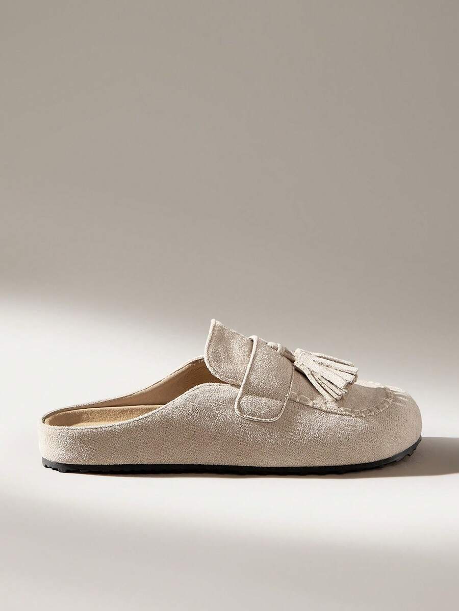 Solecia 女士休闲流苏拖鞋 - 杏色 - 查看 1