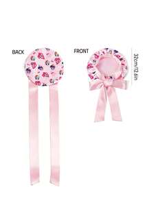 My Little Pony X SHEIN 升级版双层粉色女士护发帽，宽弹力缎面卡通印花睡眠帽，柔软舒适，适合日常居家、睡眠，系带设计 - 粉色 - 查看 7