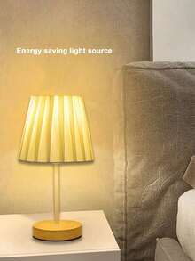 1PC褶皱布艺台灯，创意装饰，简约LED灯，USB供电，实木和布艺材质，适用于卧室、书房、书桌等场所。 - 百褶布藝 - 查看 3