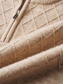 Airaco Vintage Coin Pattern Zip-Up Turtleneck Sweater, Versatile