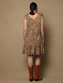 SHEIN VCAY Đầm cổ chữ V in họa tiết Paisley dành cho nữ cỡ lớn - màu nâu - Xem 2