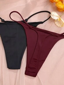 4pcs/Set Solid Color Spaghetti Strap Minimalist Design Seamless Women Underwear - Multicolor - View 4
