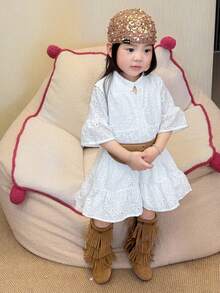 DAZY Toddler Girls' Lace Ruffle Hem Casual Korean Style Spring/Autumn Dress - White - View 2