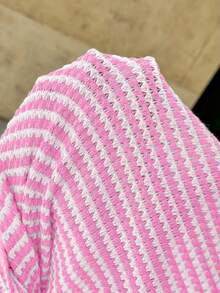 SHEIN Maternity Vacation Striped Twist Cutout Sexy Fashion Spaghetti Strap Dress Sexy Maternity Dress Pink Curve Dress Summer Sexy Dress Babyshower Dress Baby Shower Dress Pink - Baby Pink - View 5