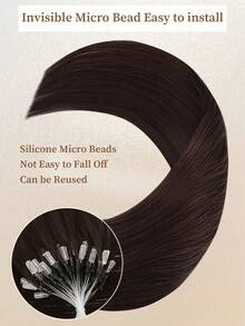 Micro Loop Hair Extensions 100% Human Hair Color #2 Color To Dark Brown 14-22 Inch Straight 50 Strands /Pack Invisible Beads Thick Micro Ring Loop Hair Extensions With Fishing Line No Glue Needed Easy To Shape For Thin Hair And Salon Use All Women - S2 - View 7