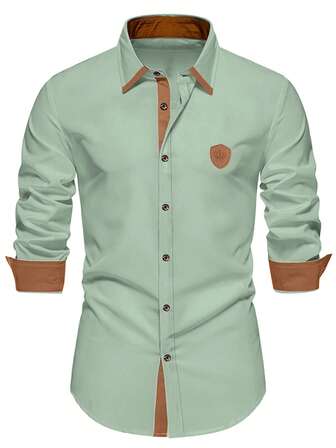 Manfinity Mode Chemise décontractée à manches longues et colorblocking pour hommes