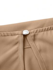 SHEIN Clasi Plus Size Women's Batwing Sleeve Shift Dress With Boat Neckline, For Christmas Maxi Women Outfit - Khaki - View 3