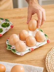 Joivida Multi-Functional Egg Storage And Baking Tray, Suitable For Countertops And Ovens - The Ideal Choice For Small Kitchens - Durable Ceramic Construction, Stylish Kitchenware, High-Quality Ceramics, Home Cooking, Organized Household