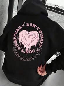 Hombre005-1 ¡Oferta limitada! Sudadera con capucha Cremallera Sudadera con capucha y cremallera unisex de alta calidad. Cálida, cómoda y trendy  ahorra hoy en tu básico de temporada Sudadera con capucha negra con un corazón de color rosa y el texto "DON'T DISAPPEAR" en su espalda, diseño atractivo y moderno - Negro - Ver 1