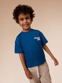 SUMWON 男童 Milano 汽车印花圆领短袖 T 恤，经典漂移未来传奇设计，休闲日常穿着 - 藍色 - 查看 2