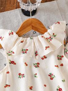 SHEIN Conjunto de Top Regata e Calça com Estampa Floral para Meninas Jovens - Damasco - Visão 11