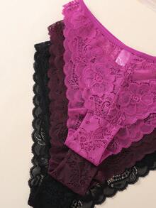3pcs/Set Romantic Lace Women's Bikini Briefs