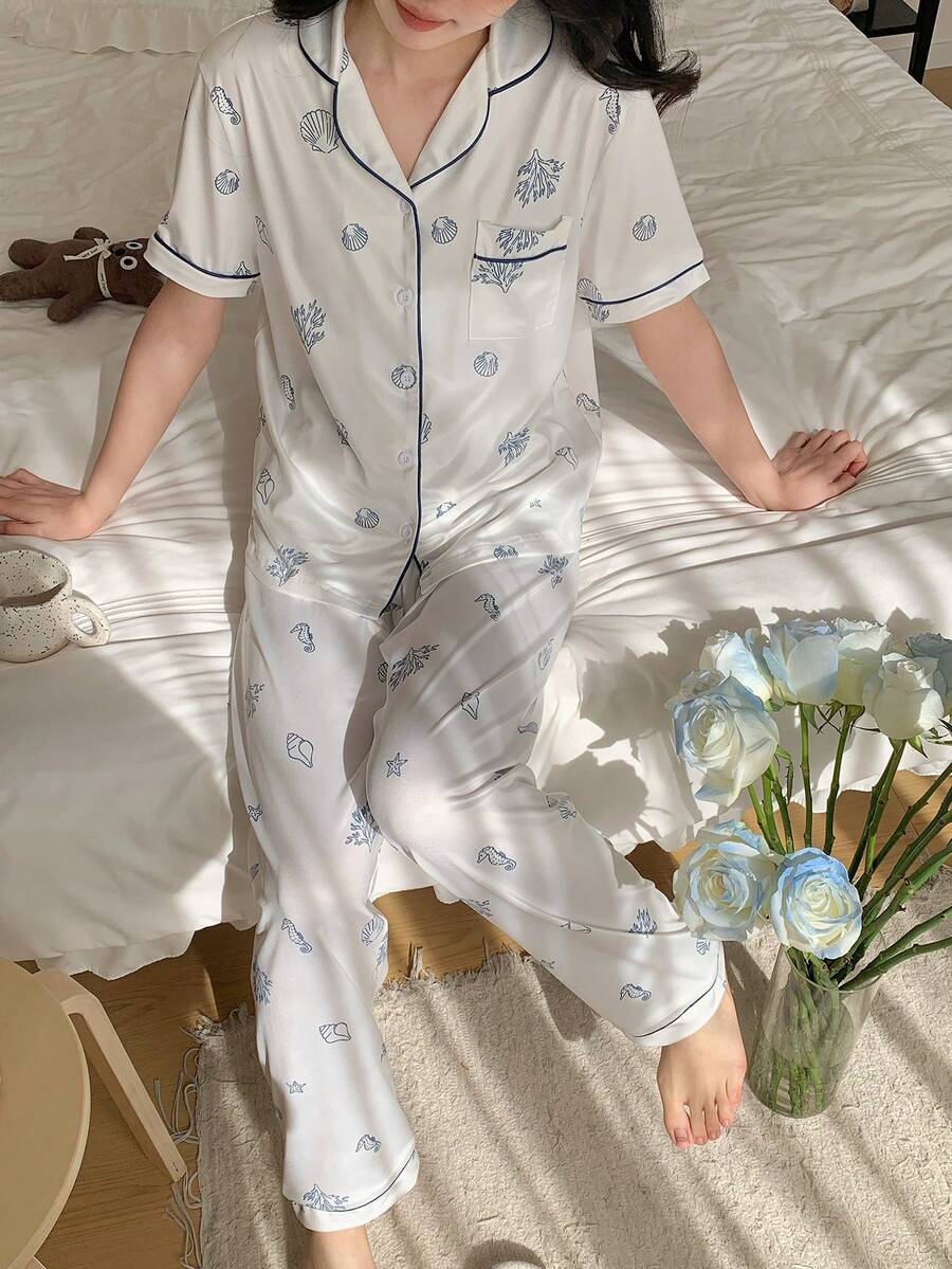 2pcs Women Casual Loose Fit Short Sleeve Top And Pants Set, Minimalist Everyday Loungewear - White - View 1