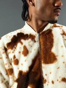 ROMWE MEN Street Life Chaqueta casual de hombre con estampado de vaca, otoño/invierno - Multicolor - Ver 4