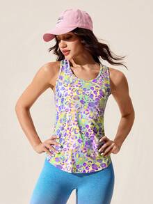 Core Rhythm Áo tank top thể thao không tay dáng ôm, phối lưới, in họa tiết nhiều màu sắc, chất liệu Dopamine. - Nhiều màu - Xem 6
