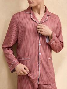 EverLounge Men's Comfortable Striped Print Loungewear Set - Multicolor - View 5