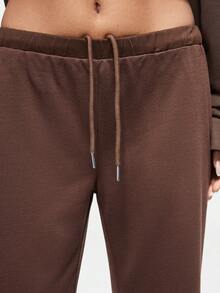 SHAPORA Casual IG Low Waist Drawstring Straight Loose Pants, Women Loungewear Bottom - Brown - View 6