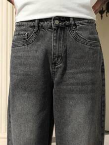 Manfinity Hypemode Men's Black Loose Fit Wide Leg Casual Jeans Baggy Jeans Men Wide Leg - Light Grey - View 7