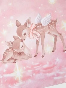 ROMWE Kawaii 1pc Cartoon Rabbit & Leaf Print Scarf Cute - Multicolor - View 2