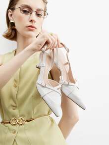 CUCCOO BIZCHIC Women's Fashion Versatile Pointed Toe Buckle Pumps - White - View 5