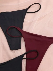 4pcs/Set Solid Color Spaghetti Strap Minimalist Design Seamless Women Underwear - Multicolor - View 3