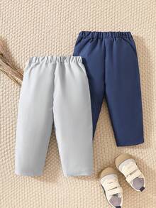 Souflis Souflis 2pcs/Set Baby Boy Infant Toddler Formal & Casual Versatile Dual-Color Pants, Suitable For All Seasons - Multicolor - View 2