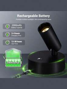 1个无线聚光灯，LED夜灯，3种颜色模式可选，USB供电，可充电壁灯，带遥控器，适用于艺术品和植物展示 - 彩色 - 查看 9