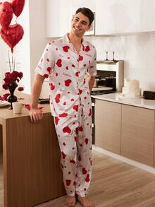 CoupledUp 心形字母印花短袖男士睡衣套装