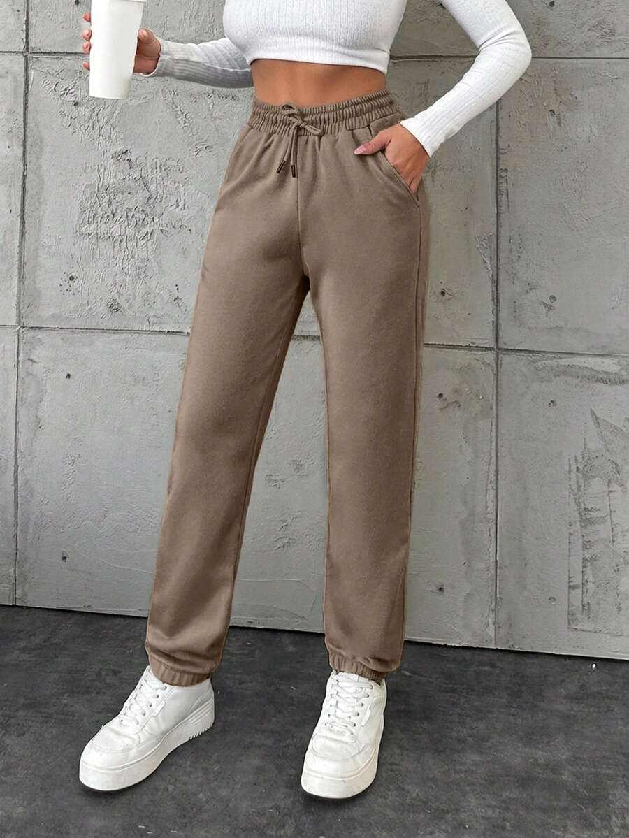 EURMUSE Cotton Women's Drawstring Waist Pocket Jogger Pants