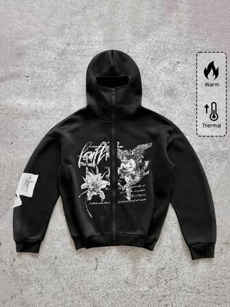 Street Life sweat-shirt à capuche zippé pour hommes avec design imprimé créatif