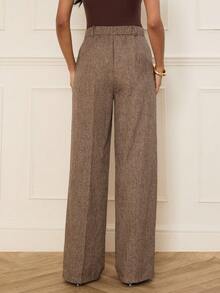 Lilora Damen Zahnstochentwurf Weite Bein Elegante Büro Hose, romantisch, elegant und für den Arbeitsweg geeignet - Gelb - Übersicht 2