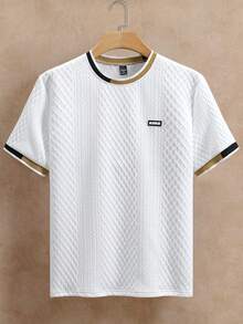 EGENSIO 男士休闲印花圆领短袖T恤 - 白色 - 查看 3