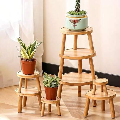 Madebyblanc 1Pc Solid Wood Multi-Purpose Storage Rack - Freestanding Flower Stand, Suitable For Placing Potted Plants, Pet Bowls, Humidifiers, Ideal For Gifting