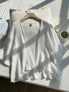 Comfortcana 加大码轻薄短款白色夹克，夏季秋冬棉质舒适开衫