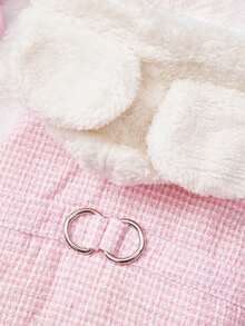 PETSIN 1pc 2 In 1 Cute Thermal Lined Warm Leash-Attached Pet Jacket For Autumn/Winter