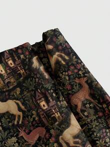 Sweetness 猫头鹰宫殿鹿林地风格高开衩女裙 - 黑色 - 查看 3