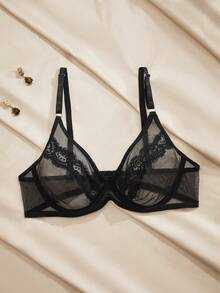 Charlaine Underwire, Lift & Enhance, Sheer, Mesh & Lace Trim, Romantic French, Elegant & Sophisticated Ladies Bra - Black - View 7