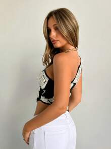 Siren Gaze Women One Shoulder Embroidered Casual Asymmetrical Hem Black Top Stylish Ladies Floral Embroidery Asymmetrical Black Blouse For Spring Summer One Shoulder Top One Shoulder Blouse Floral Crop Top Summer Outfits Summer Holiday Outfits Carnival Costume Going Out Tops For Women Black Top - Black - View 2